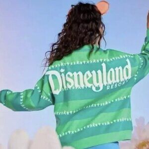 Disneyland Mickey and Friends Spirit Jersey Sweatshirt Disneyana Green Stripe XL